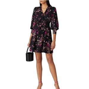 Kate Spade Black Dress with Vibrant Pink Floral Pattern